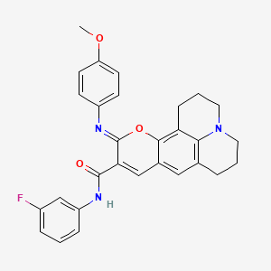 (11Z)-N-(3-fluorophenyl)-11-[(4-methoxyphenyl)imino]-2,3,6,7-tetrahydro-1H,5H,11H-pyrano[2,3-f]pyrido[3,2,1-ij]quinoline-10-carboxamide