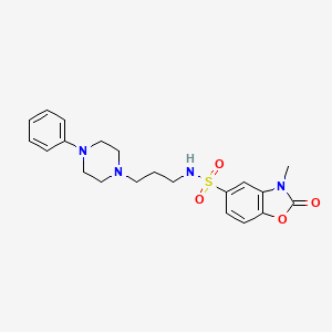 molecular formula C21H26N4O4S B2452700 3-methyl-2-oxo-N-(3-(4-phenylpiperazin-1-yl)propyl)-2,3-dihydrobenzo[d]oxazole-5-sulfonamide CAS No. 1448047-15-1