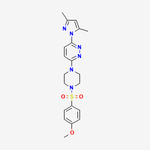 molecular formula C20H24N6O3S B2452701 3-(3,5-dimethyl-1H-pyrazol-1-yl)-6-[4-(4-methoxybenzenesulfonyl)piperazin-1-yl]pyridazine CAS No. 1013758-43-4