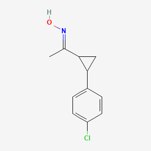 molecular formula C11H12ClNO B2452744 (E)-N-{1-[2-(4-chlorophenyl)cyclopropyl]ethylidene}hydroxylamine CAS No. 341967-00-8