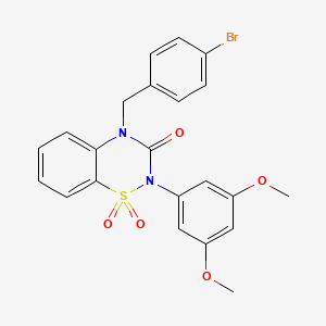 molecular formula C22H19BrN2O5S B2452755 4-(4-bromobenzyl)-2-(3,5-dimethoxyphenyl)-2H-1,2,4-benzothiadiazin-3(4H)-one 1,1-dioxide CAS No. 893789-44-1