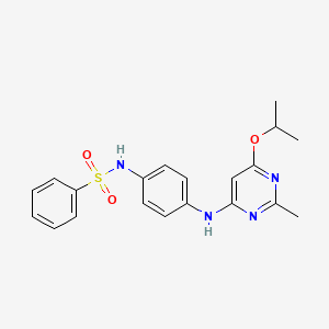 molecular formula C20H22N4O3S B2452757 N-(4-((6-isopropoxy-2-methylpyrimidin-4-yl)amino)phenyl)benzenesulfonamide CAS No. 1021121-64-1
