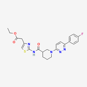 molecular formula C23H24FN5O3S B2452759 Ethyl 2-(2-(1-(6-(4-fluorophenyl)pyridazin-3-yl)piperidine-3-carboxamido)thiazol-4-yl)acetate CAS No. 1105214-09-2