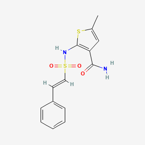 molecular formula C14H14N2O3S2 B2452766 5-methyl-2-[[(E)-2-phenylethenyl]sulfonylamino]thiophene-3-carboxamide CAS No. 1356783-01-1