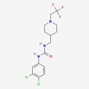 molecular formula C15H18Cl2F3N3O B2452768 1-(3,4-Dichlorophenyl)-3-[[1-(2,2,2-trifluoroethyl)piperidin-4-yl]methyl]urea CAS No. 2309751-08-2