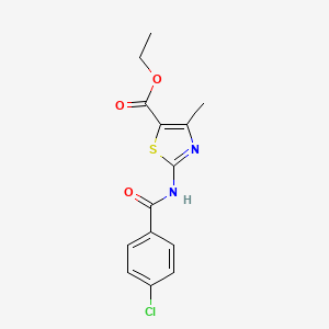 molecular formula C14H13ClN2O3S B2452769 Ethyl 2-(4-chlorobenzamido)-4-methylthiazole-5-carboxylate CAS No. 312923-70-9