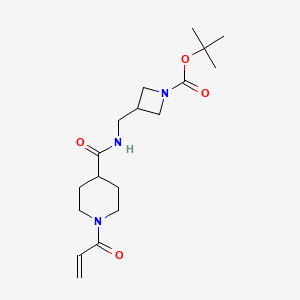 molecular formula C18H29N3O4 B2452771 Tert-butyl 3-[[(1-prop-2-enoylpiperidine-4-carbonyl)amino]methyl]azetidine-1-carboxylate CAS No. 2361831-41-4
