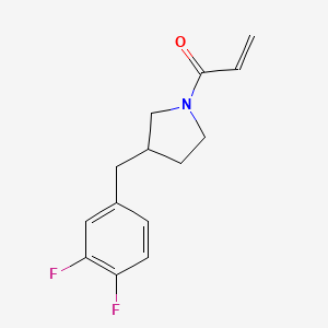 molecular formula C14H15F2NO B2452783 1-[3-[(3,4-Difluorophenyl)methyl]pyrrolidin-1-yl]prop-2-en-1-one CAS No. 2196447-01-3