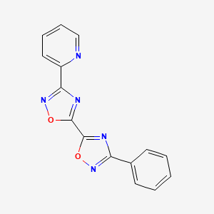 molecular formula C15H9N5O2 B2452806 3-Phenyl-3'-pyridin-2-yl-5,5'-bi-1,2,4-oxadiazole CAS No. 1775551-71-7