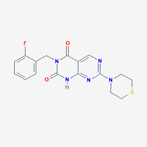 molecular formula C17H16FN5O2S B2452821 3-(2-氟苄基)-7-硫代吗啉嘧啶并[4,5-d]嘧啶-2,4(1H,3H)-二酮 CAS No. 2195877-95-1