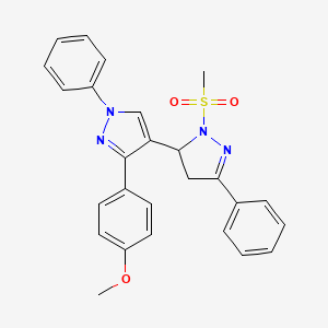molecular formula C26H24N4O3S B2452826 3'-(4-methoxyphenyl)-2-(methylsulfonyl)-1',5-diphenyl-3,4-dihydro-1'H,2H-3,4'-bipyrazole CAS No. 879576-44-0