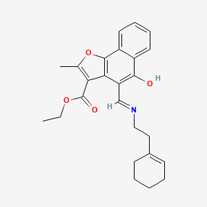 molecular formula C25H27NO4 B2452827 (Z)-乙基 4-(((2-(环己-1-烯-1-基)乙基)氨基)亚甲基)-2-甲基-5-氧代-4,5-二氢萘并[1,2-b]呋喃-3-羧酸酯 CAS No. 637755-92-1