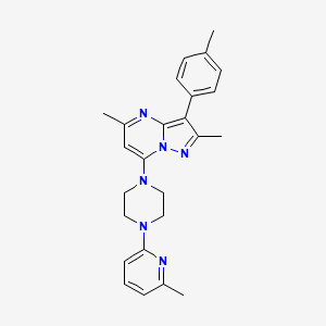 molecular formula C25H28N6 B2452828 2,5-二甲基-3-(4-甲基苯基)-7-[4-(6-甲基吡啶-2-基)哌嗪-1-基]吡唑并[1,5-a]嘧啶 CAS No. 890638-49-0