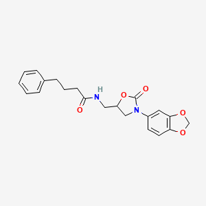 molecular formula C21H22N2O5 B2452830 N-((3-(苯并[d][1,3]二氧杂环-5-基)-2-氧代恶唑烷-5-基)甲基)-4-苯基丁酰胺 CAS No. 954676-45-0