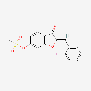 molecular formula C16H11FO5S B2452833 (Z)-2-(2-氟苄叉亚甲基)-3-氧代-2,3-二氢苯并呋喃-6-基甲磺酸盐 CAS No. 623122-59-8