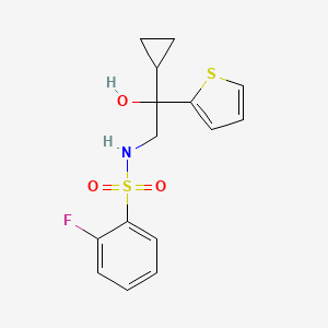 molecular formula C15H16FNO3S2 B2452835 N-(2-cyclopropyl-2-hydroxy-2-(thiophen-2-yl)ethyl)-2-fluorobenzenesulfonamide CAS No. 1396887-52-7