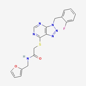 molecular formula C18H15FN6O2S B2452836 2-[3-[(2-fluorophenyl)methyl]triazolo[4,5-d]pyrimidin-7-yl]sulfanyl-N-(furan-2-ylmethyl)acetamide CAS No. 896678-26-5