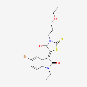 molecular formula C18H19BrN2O3S2 B2452840 (Z)-5-(5-bromo-1-ethyl-2-oxoindolin-3-ylidene)-3-(3-ethoxypropyl)-2-thioxothiazolidin-4-one CAS No. 617698-21-2