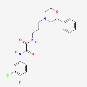 molecular formula C21H23ClFN3O3 B2452842 N1-(3-chloro-4-fluorophenyl)-N2-(3-(2-phenylmorpholino)propyl)oxalamide CAS No. 954005-00-6