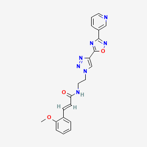 molecular formula C21H19N7O3 B2452845 (E)-3-(2-methoxyphenyl)-N-(2-(4-(3-(pyridin-3-yl)-1,2,4-oxadiazol-5-yl)-1H-1,2,3-triazol-1-yl)ethyl)acrylamide CAS No. 2035036-39-4