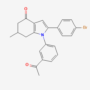 molecular formula C23H20BrNO2 B2452866 1-(3-Acetylphenyl)-2-(4-bromophenyl)-6-methyl-5,6,7-trihydroindol-4-one CAS No. 1024057-48-4
