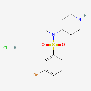 molecular formula C12H18BrClN2O2S B2452869 3-Bromo-N-methyl-N-(piperidin-4-yl)benzenesulfonamide hydrochloride CAS No. 1353978-73-0