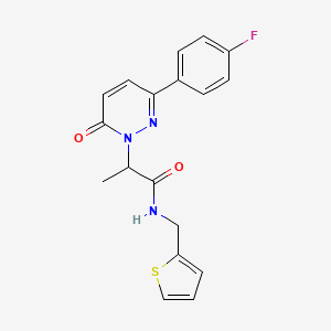 molecular formula C18H16FN3O2S B2452879 2-(3-(4-fluorophenyl)-6-oxopyridazin-1(6H)-yl)-N-(thiophen-2-ylmethyl)propanamide CAS No. 1203218-48-7