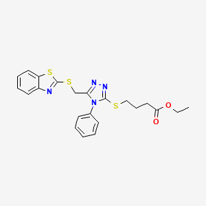 molecular formula C22H22N4O2S3 B2452890 4-({5-[(1,3-苯并噻唑-2-基硫烷基)甲基]-4-苯基-4H-1,2,4-三唑-3-基}硫烷基)丁酸乙酯 CAS No. 327094-53-1