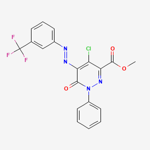 molecular formula C19H12ClF3N4O3 B2452921 4-氯-6-氧代-1-苯基-5-{2-[3-(三氟甲基)苯基]偶氮}-1,6-二氢-3-吡啶二甲酸甲酯 CAS No. 338405-37-1