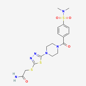 B2452922 2-((5-(4-(4-(N,N-dimethylsulfamoyl)benzoyl)piperazin-1-yl)-1,3,4-thiadiazol-2-yl)thio)acetamide CAS No. 1105224-55-2