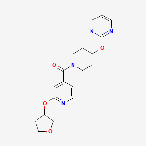 molecular formula C19H22N4O4 B2452948 (4-(Pyrimidin-2-yloxy)piperidin-1-yl)(2-((tetrahydrofuran-3-yl)oxy)pyridin-4-yl)methanone CAS No. 1903333-62-9