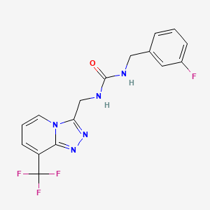 molecular formula C16H13F4N5O B2452952 1-(3-Fluorobenzyl)-3-((8-(trifluoromethyl)-[1,2,4]triazolo[4,3-a]pyridin-3-yl)methyl)urea CAS No. 2034458-16-5