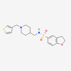 molecular formula C19H24N2O3S2 B2452957 N-((1-(thiophen-3-ylmethyl)piperidin-4-yl)methyl)-2,3-dihydrobenzofuran-5-sulfonamide CAS No. 1448072-07-8