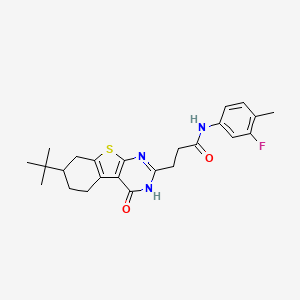 3-(7-tert-butyl-4-oxo-3,4,5,6,7,8-hexahydro[1]benzothieno[2,3-d]pyrimidin-2-yl)-N-(3-fluoro-4-methylphenyl)propanamide