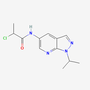 molecular formula C12H15ClN4O B2453005 2-氯-N-(1-丙-2-基吡唑并[3,4-b]吡啶-5-基)丙酰胺 CAS No. 1098361-41-1