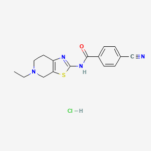 molecular formula C16H17ClN4OS B2453012 4-cyano-N-(5-ethyl-4,5,6,7-tetrahydrothiazolo[5,4-c]pyridin-2-yl)benzamide hydrochloride CAS No. 1330310-44-5