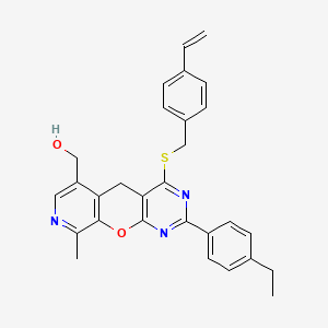 (7-{[(4-Ethenylphenyl)methyl]sulfanyl}-5-(4-ethylphenyl)-14-methyl-2-oxa-4,6,13-triazatricyclo[8.4.0.0^{3,8}]tetradeca-1(10),3(8),4,6,11,13-hexaen-11-yl)methanol