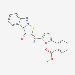 molecular formula C22H14N2O4S B2453018 methyl 2-{5-[(Z)-(3-oxo[1,3]thiazolo[3,2-a]benzimidazol-2(3H)-ylidene)methyl]furan-2-yl}benzoate CAS No. 299906-58-4