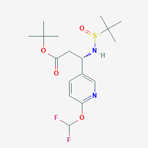 molecular formula C17H26F2N2O4S B2453035 (3S)-叔丁基 3-(6-(二氟甲氧基)吡啶-3-基)-3-(1,1-二甲基乙基磺酰胺)丙酸酯 CAS No. 1957130-73-2