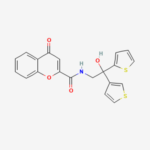 molecular formula C20H15NO4S2 B2453044 N-(2-hydroxy-2-(thiophen-2-yl)-2-(thiophen-3-yl)ethyl)-4-oxo-4H-chromene-2-carboxamide CAS No. 2034620-45-4