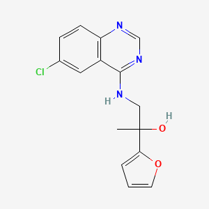 molecular formula C15H14ClN3O2 B2453046 1-[(6-Chloroquinazolin-4-yl)amino]-2-(furan-2-yl)propan-2-ol CAS No. 2380181-08-6