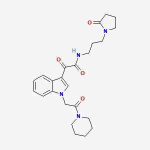 2-oxo-2-(1-(2-oxo-2-(piperidin-1-yl)ethyl)-1H-indol-3-yl)-N-(3-(2-oxopyrrolidin-1-yl)propyl)acetamide