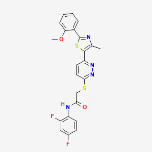 molecular formula C23H18F2N4O2S2 B2453064 N-(2,4-difluorophenyl)-2-((6-(2-(2-methoxyphenyl)-4-methylthiazol-5-yl)pyridazin-3-yl)thio)acetamide CAS No. 954697-98-4