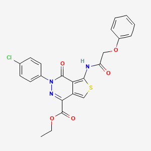 molecular formula C23H18ClN3O5S B2453066 Ethyl 3-(4-chlorophenyl)-4-oxo-5-[(2-phenoxyacetyl)amino]thieno[3,4-d]pyridazine-1-carboxylate CAS No. 851950-69-1