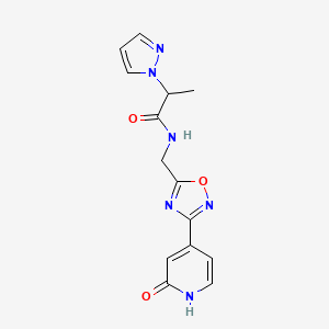 N-((3-(2-oxo-1,2-dihydropyridin-4-yl)-1,2,4-oxadiazol-5-yl)methyl)-2-(1H-pyrazol-1-yl)propanamide