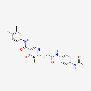 molecular formula C24H25N5O4S B2453086 2-((2-((4-acetamidophenyl)amino)-2-oxoethyl)thio)-N-(3,4-dimethylphenyl)-1-methyl-6-oxo-1,6-dihydropyrimidine-5-carboxamide CAS No. 878064-80-3