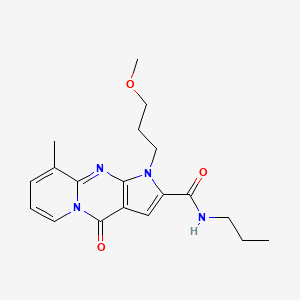 molecular formula C19H24N4O3 B2453088 1-(3-methoxypropyl)-9-methyl-4-oxo-N-propyl-1,4-dihydropyrido[1,2-a]pyrrolo[2,3-d]pyrimidine-2-carboxamide CAS No. 900869-20-7