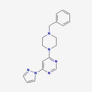 molecular formula C18H20N6 B2453089 4-(4-benzylpiperazin-1-yl)-6-(1H-pyrazol-1-yl)pyrimidine CAS No. 183552-74-1