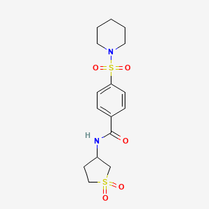 molecular formula C16H22N2O5S2 B2453100 N-(1,1-dioxidotetrahydrothiophen-3-yl)-4-(piperidin-1-ylsulfonyl)benzamide CAS No. 325743-16-6