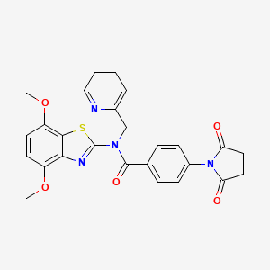 molecular formula C26H22N4O5S B2453101 N-(4,7-dimethoxybenzo[d]thiazol-2-yl)-4-(2,5-dioxopyrrolidin-1-yl)-N-(pyridin-2-ylmethyl)benzamide CAS No. 923088-61-3